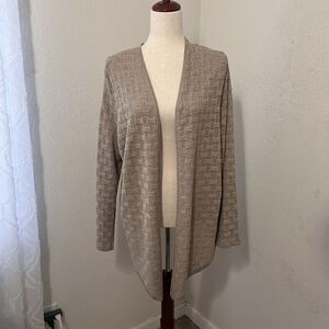 Chico’s Travelers Womens Cardigan Sweater Size 2 (large) Textured Metallic Beige